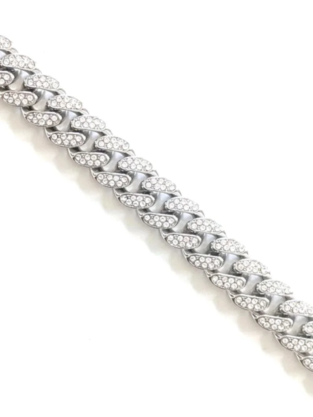 Silver Iced-Out Straight Cuban Gem Link Chain Necklace (24-inches) - Picture 2 of 6